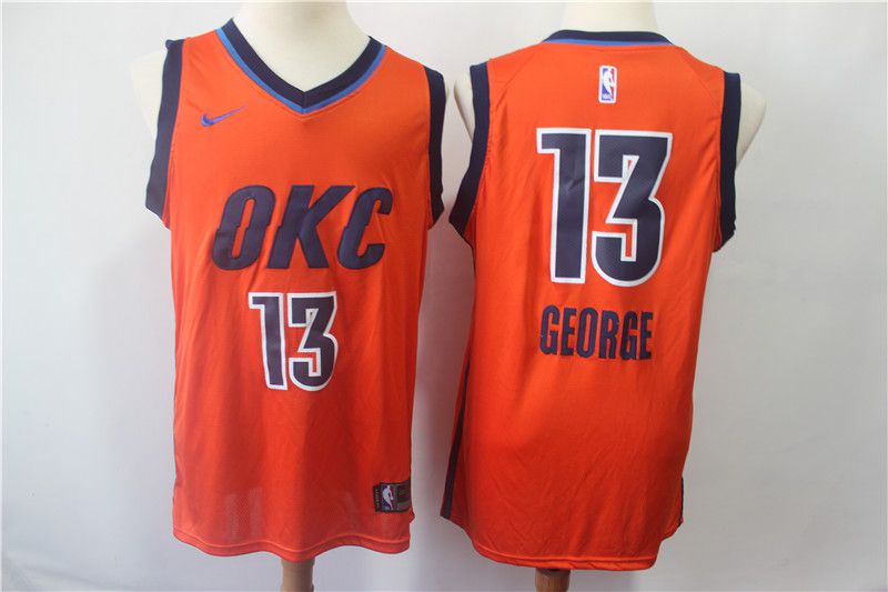 Men Oklahoma City Thunder #13 George Orange City Edition Game Nike NBA Jerseys->oklahoma city thunder->NBA Jersey